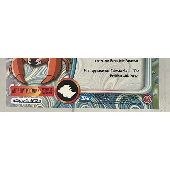 Topps Pokemon Paras  #46 | 1999‎ TV Animation Edition LP - Picture 5 of 14